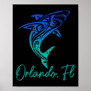 Poster Orlando Fl Tubarão Scu Diving Surfista Surf Flórid