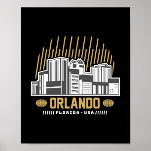 Poster Orlando Flórida EUA Paisagem Urbana Desenho Gráfic