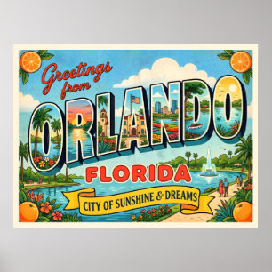 Poster Orlando Flórida Viagem Antiga