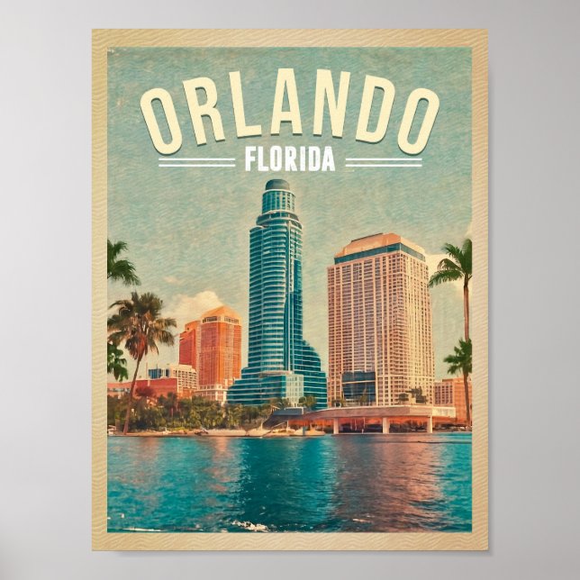 Poster Orlando Florida Vintage High Building Palm 1960 (Frente)