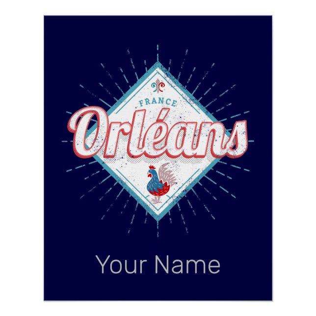 Pôster Orleans Loiret França Retro Rooster Vintage (Frente)