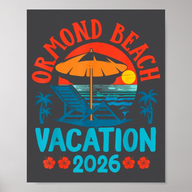 Poster Ormond Beach Florida 2026 Family Vacation Beach Su (Frente)