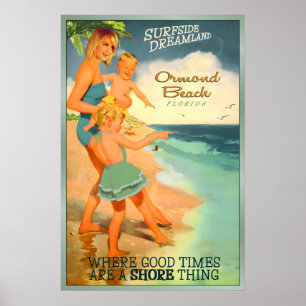 Poster Ormond Beach Flórida Condado de Volusia Viagem Fam
