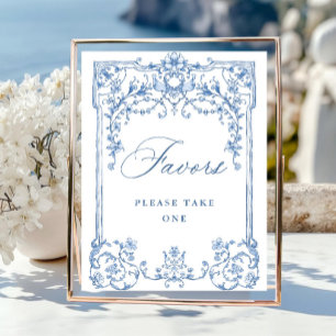 Poster Ornamentado Flor Azul Vitoriano Grace Favorece Cas