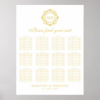 Ornamentado Floral Monograma Dourado Sentado Casal