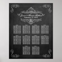 Ornamentado Flourish Chalkboard Wedding Sating Cha