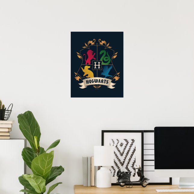 Poster Ornamentado HOGWARTS™ House Crest (Escritório em casa)
