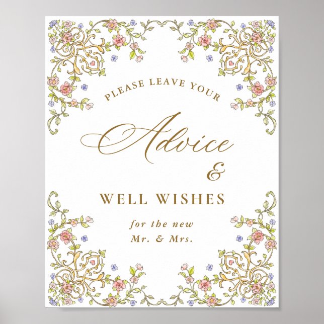 Poster Ornamentado Victorian Grace Floral Advice & Wish S (Frente)