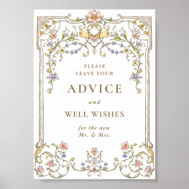 Poster Ornamentado Victorian Grace Floral Advice & Wish S (Frente)