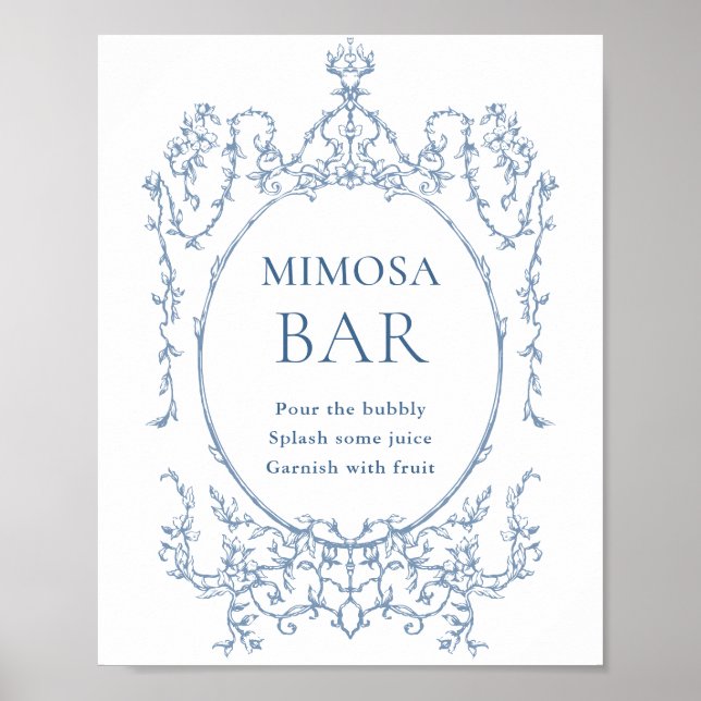 Poster Ornamentado Victory Blue Floral - Sinal de Bar Mim (Frente)