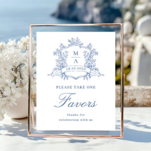 Poster Ornamentado Vitoriano Dusty Blue Floral Favorece C