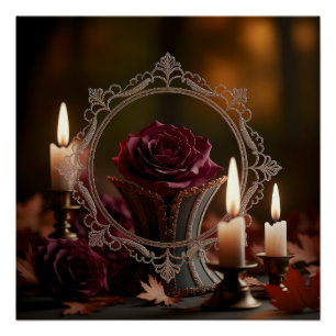 Pôster Ornamentado Vitoriano Espelho Roxo Rosa