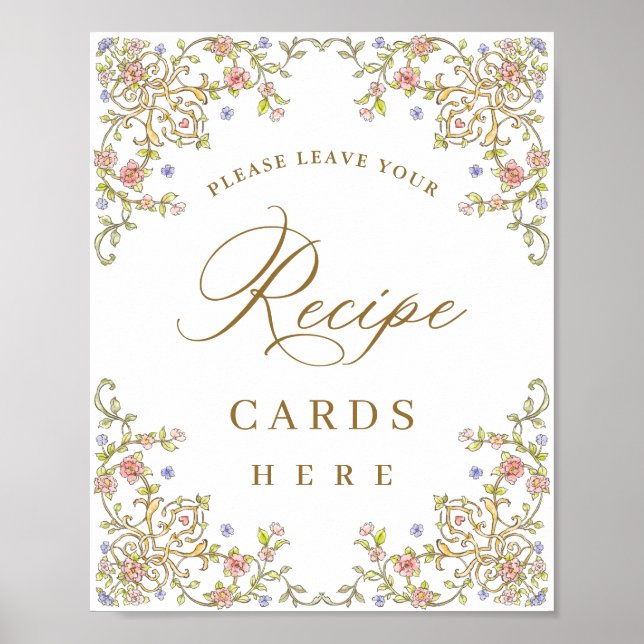 Poster Ornamentado Vitoriano Grace Cartões de Receita Flo (Frente)