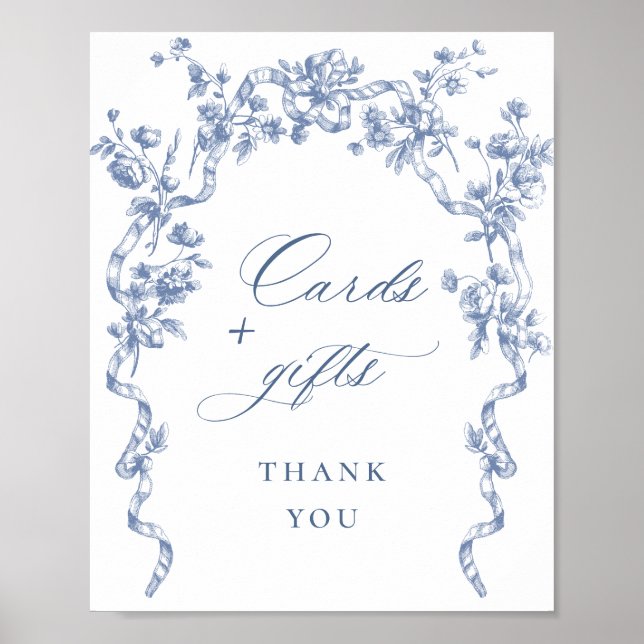 Poster Ornamentado vitoriano Grace Dusty Blue Cards e pre (Frente)