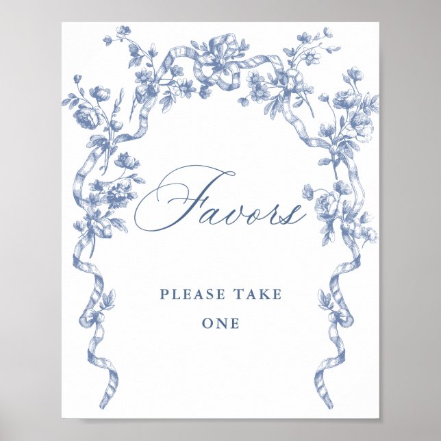Poster Ornamentado Vitoriano Grace Dusty Blue Favor Sinal (Frente)