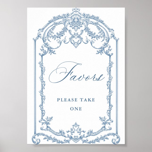 Poster Ornamentado Vitoriano Grace Floral Blue Favorece C (Frente)