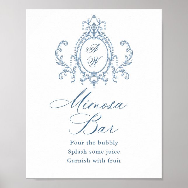 Poster Ornamentado Vitoriano Grace Floral Blue Mimosa - S (Frente)