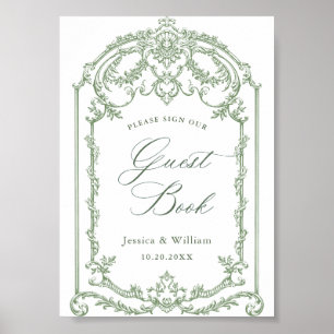 Poster Ornamentado Vitoriano Grace Floral Green - Sinal d