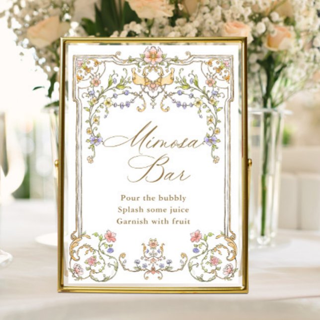 Poster Ornamentado Vitoriano Grace Floral Mimosa - Sinal  (Criador carregado)