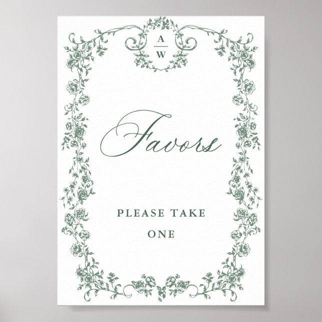 Poster Ornamentado Vitoriano Grace Green Flower Favor Sin (Frente)