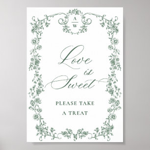 Poster Ornamentado vitoriano Grace Green Flower Love é do