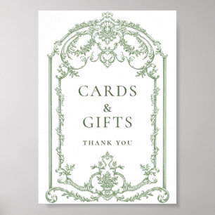 Poster Ornamentado vitoriano Grace Sage Cards Florais e p