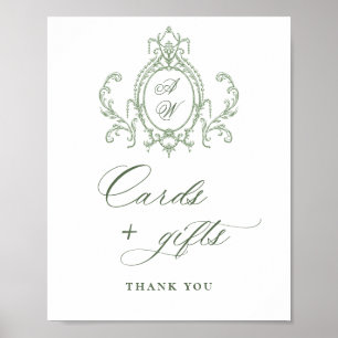 Poster Ornamentado vitoriano Grace Sage Cards Florais e p
