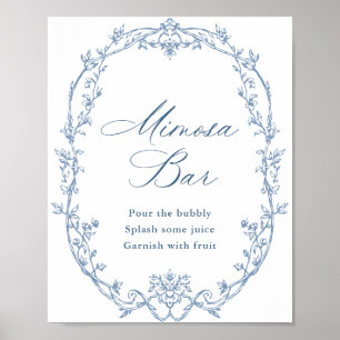 Poster Ornamentado Vitoriano - Sinal de Bar Azul-Dusta Az