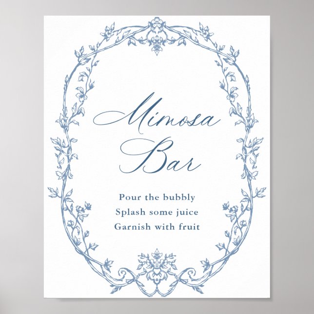 Poster Ornamentado Vitoriano - Sinal de Bar Azul-Dusta Az (Frente)