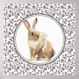 Poster Ornamental bonito do coelho da páscoa