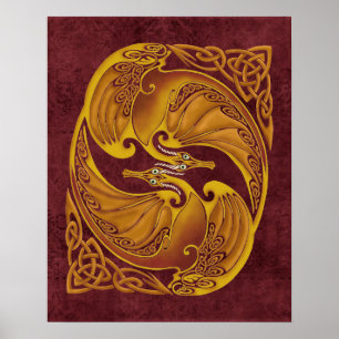 Poster Ornamental Celtic Dragons