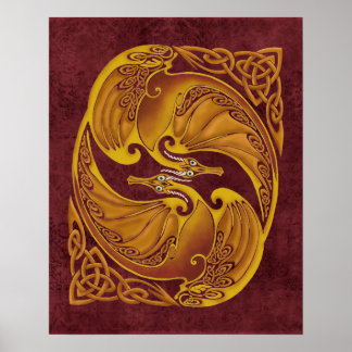 Poster Ornamental Celtic Dragons