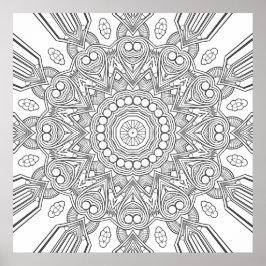 Poster Ornamental Geometric Mandala with Faceted Layers