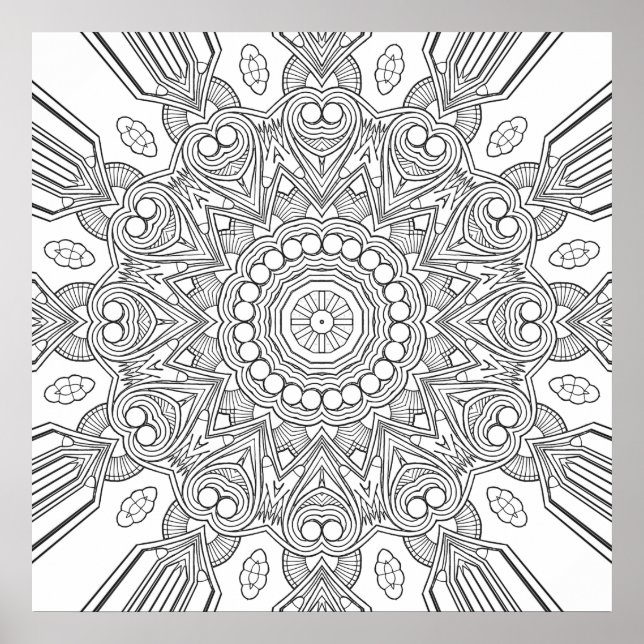 Poster Ornamental Geometric Mandala with Faceted Layers (Frente)
