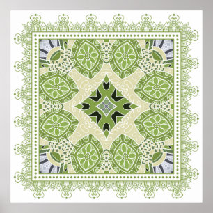Poster Ornamento colorido decorativo sobre fundo branco,