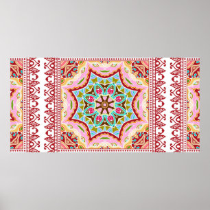 Poster Ornamento colorido decorativo sobre fundo branco,