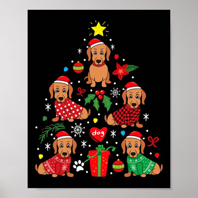 Poster Ornamento de Árvore de Natal Engraçado Cão Engraça (Frente)