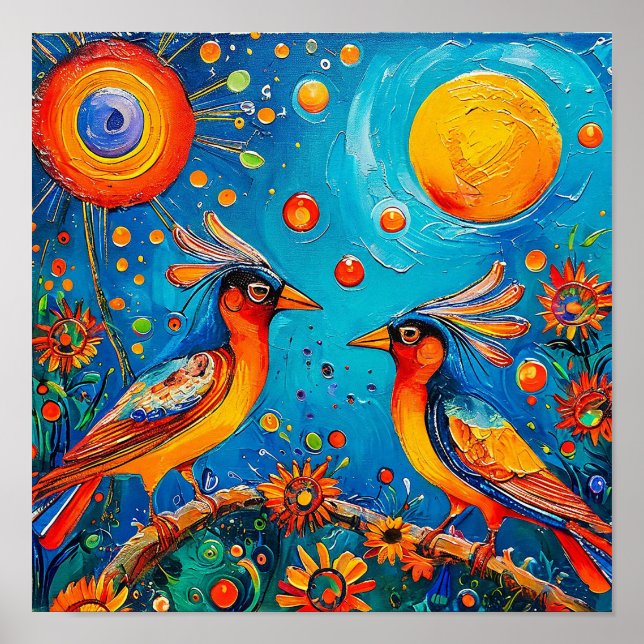 Poster Ornamento de aves (Frente)