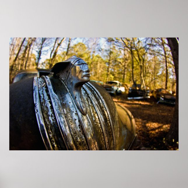 Pôster Ornamento de madeira de metal índio Pontiac (Frente)