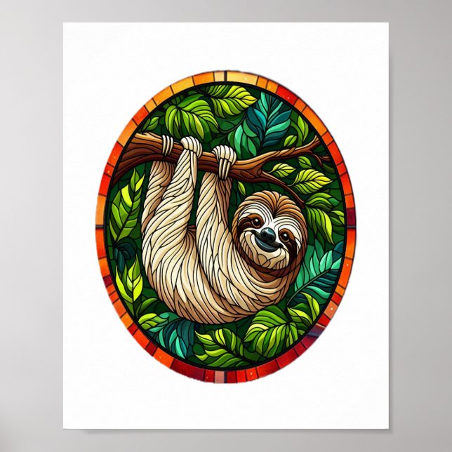 Poster Ornamento De Vidro Escondido, Cute Sloth (Frente)
