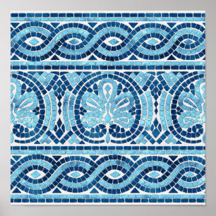 Poster Ornamento do Azulejo Mosaico Grego