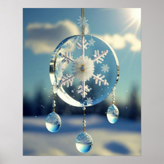Poster Ornamento do Casamento no inverno Snowflake