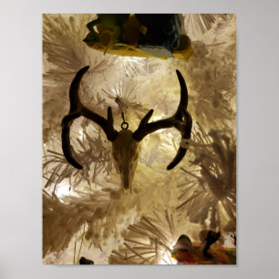 Poster ornamento do crânio dos veados, árvore de Natal br