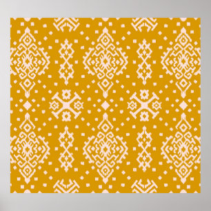 Poster Ornamento folclórico Ikat - textura étnica.