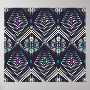 Poster Ornamento Geométrico Antiquado, Textura Na moda.