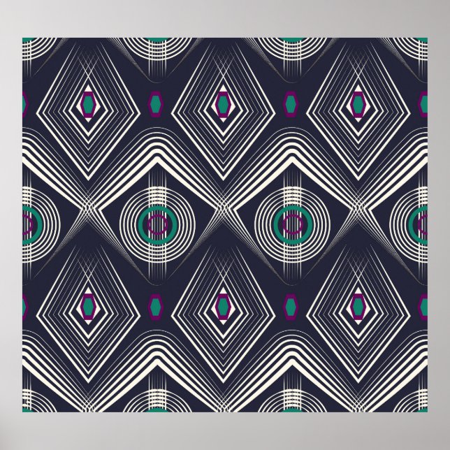 Poster Ornamento Geométrico Antiquado, Textura Na moda. (Frente)