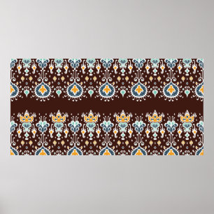 Poster Ornamento geométrico do folclore Ikat. Oriental V