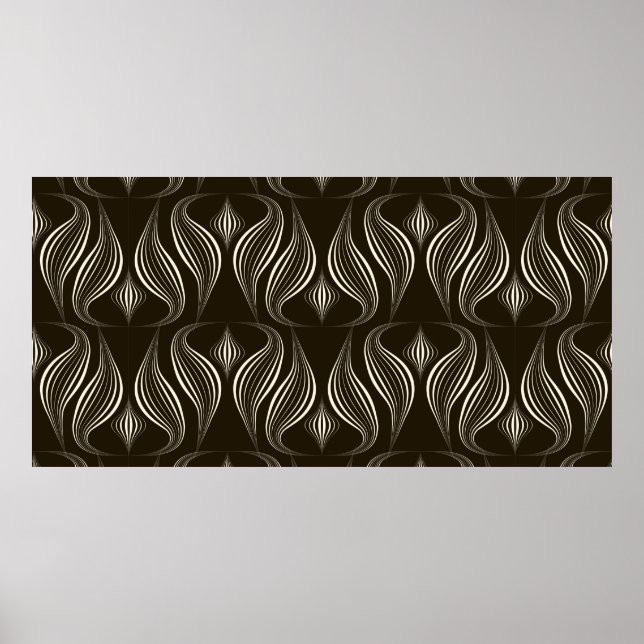 Poster ornamento monocromático de padrão uniforme vintage (Frente)