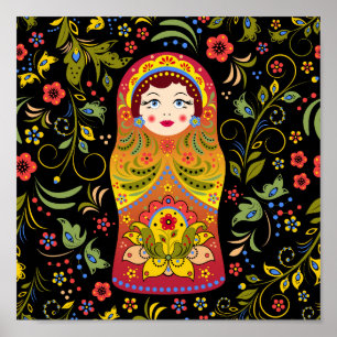 Poster Ornamento nativo do matrioshka do russo