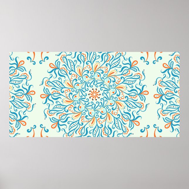 Poster Ornamento para azulejo cerâmico. padrão abstrato. (Frente)